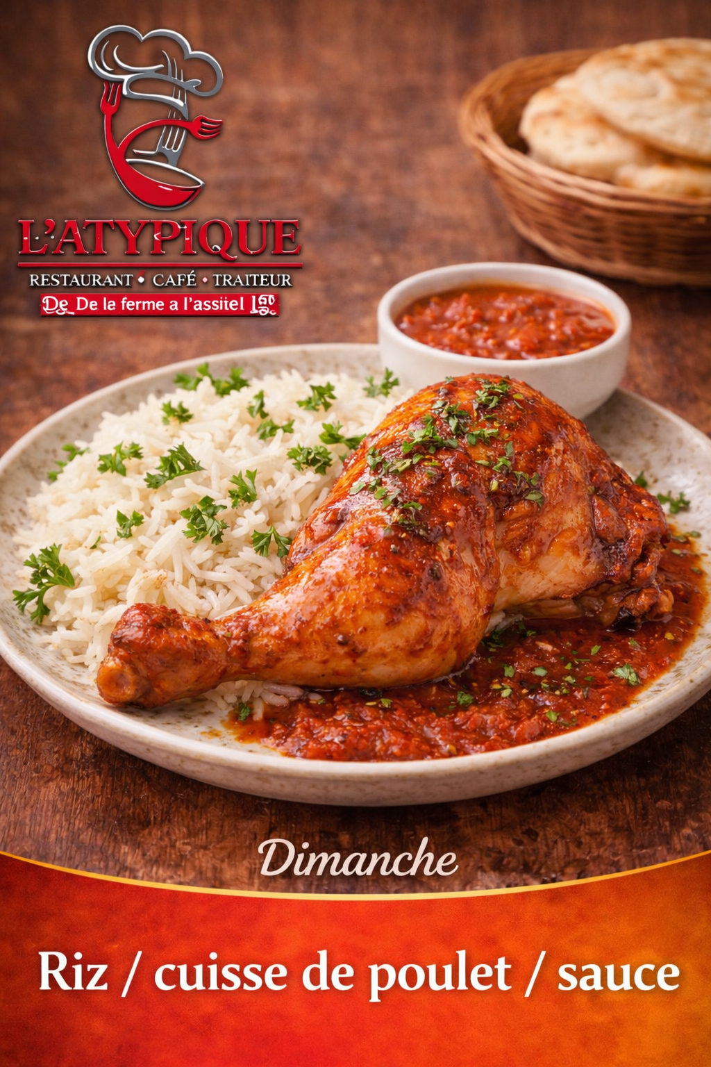 Dimanche — Riz / cuisse de poulet / sauce