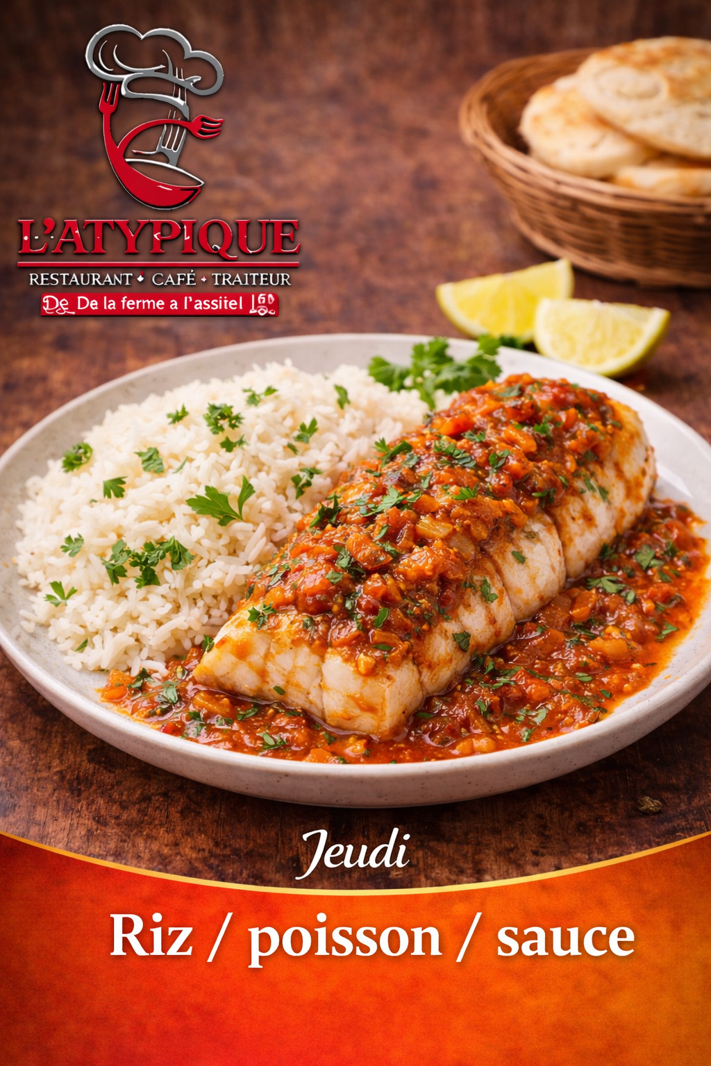 Jeudi — Riz / poisson / sauce